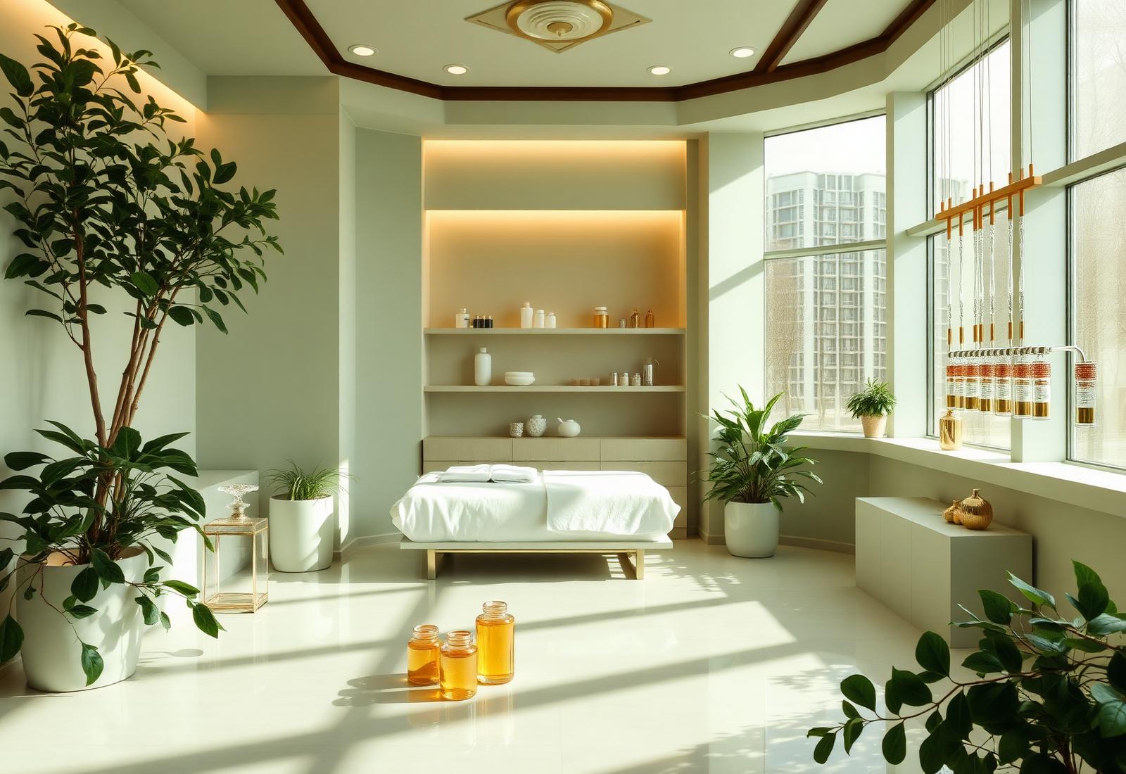Calming integrative wellness clinic interior
