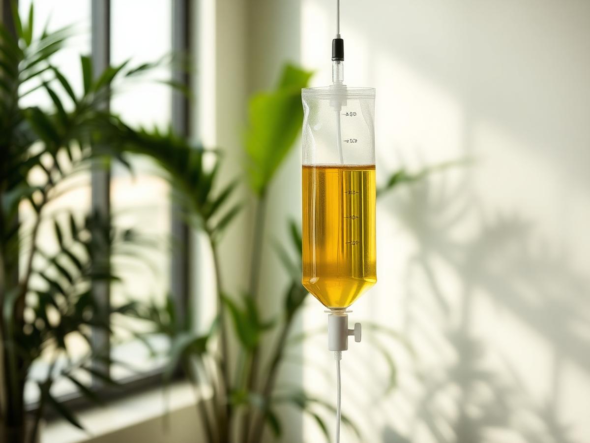 IV therapy drip in a calm clinic