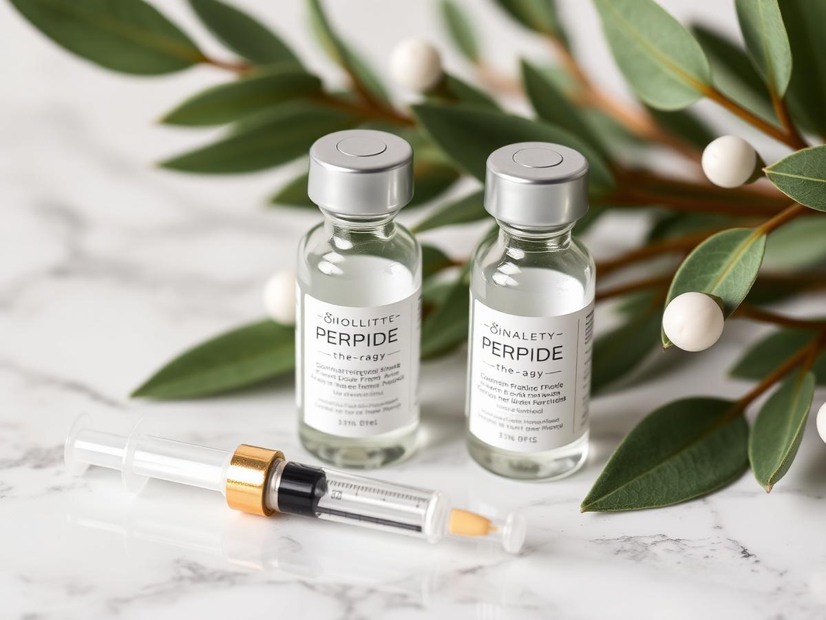Peptide therapy vials on marble